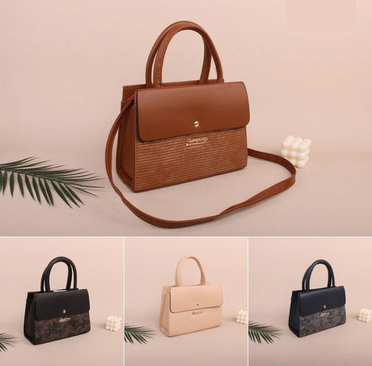 Elegant Two-Tone Crossbody & Handbag – Available in 4 Colors